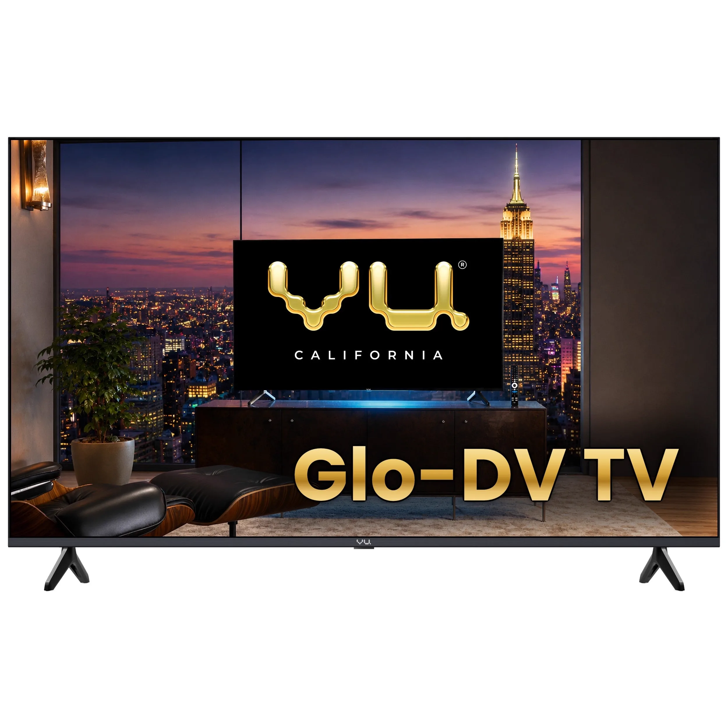 Vu Glo DV TV 4K QLED TV with Dolby Vision and Google TV front view